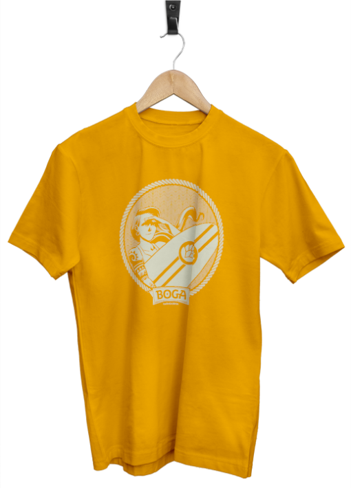 Camiseta ilustrada de nuestra cerveza ipa. Camiseta de color amarillo.